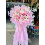 kệ hoa chúc mừng tone hồng 