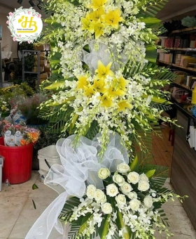 HOA LAN TRẮNG + LY VÀNG
