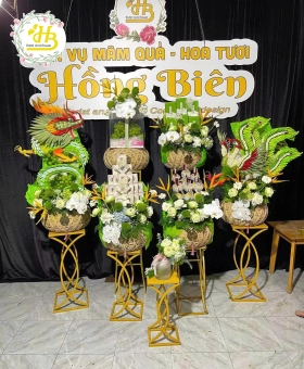 MÂM QUẢ CƯỚI TON XANH LÁ MẪU 005