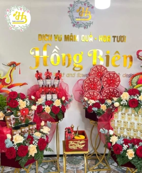 mâm quả rồng phụng tone đỏ ( HONGBIENCUOIHOITRONGOI)