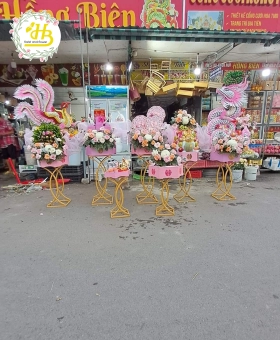 MÂM QUẢ RỒNG PHỤNG MÀU HỒNG 