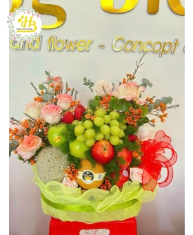 GIỎ TRÁI CÂY HOA TƯƠI