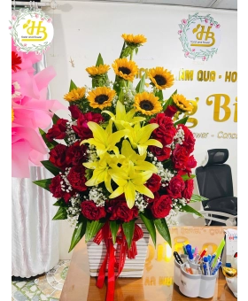 HOA KHAI TRƯƠNG  (HỒNG BIÊN CAO LÃNH ĐỒNG THÁP: CỔNG RỒNG PHỤNG - MÂM QUẢ - HOA TƯƠI)